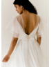 Flutter Sleeves Ivory Organza V Back Dreamy Wedding Dress Flutter Sleeves Ivory Organza V Back Dreamy Wedding Dress
